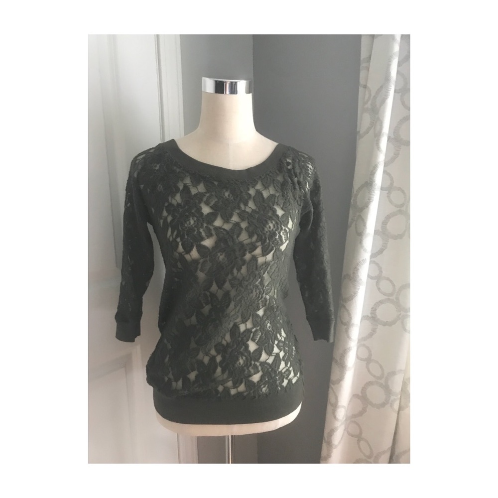 Army green lace top